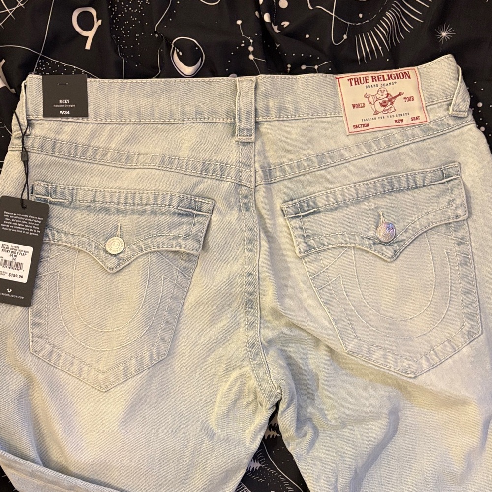 True Religion Men's Light Blue Relaxed Jeans